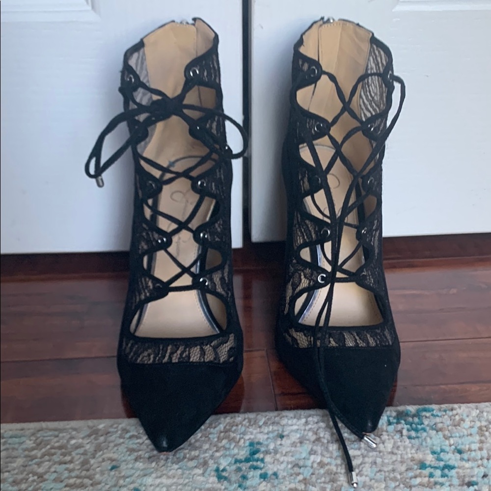 Jessica Simpson Elegant & Sexy Black Lace-Up Women's high heels